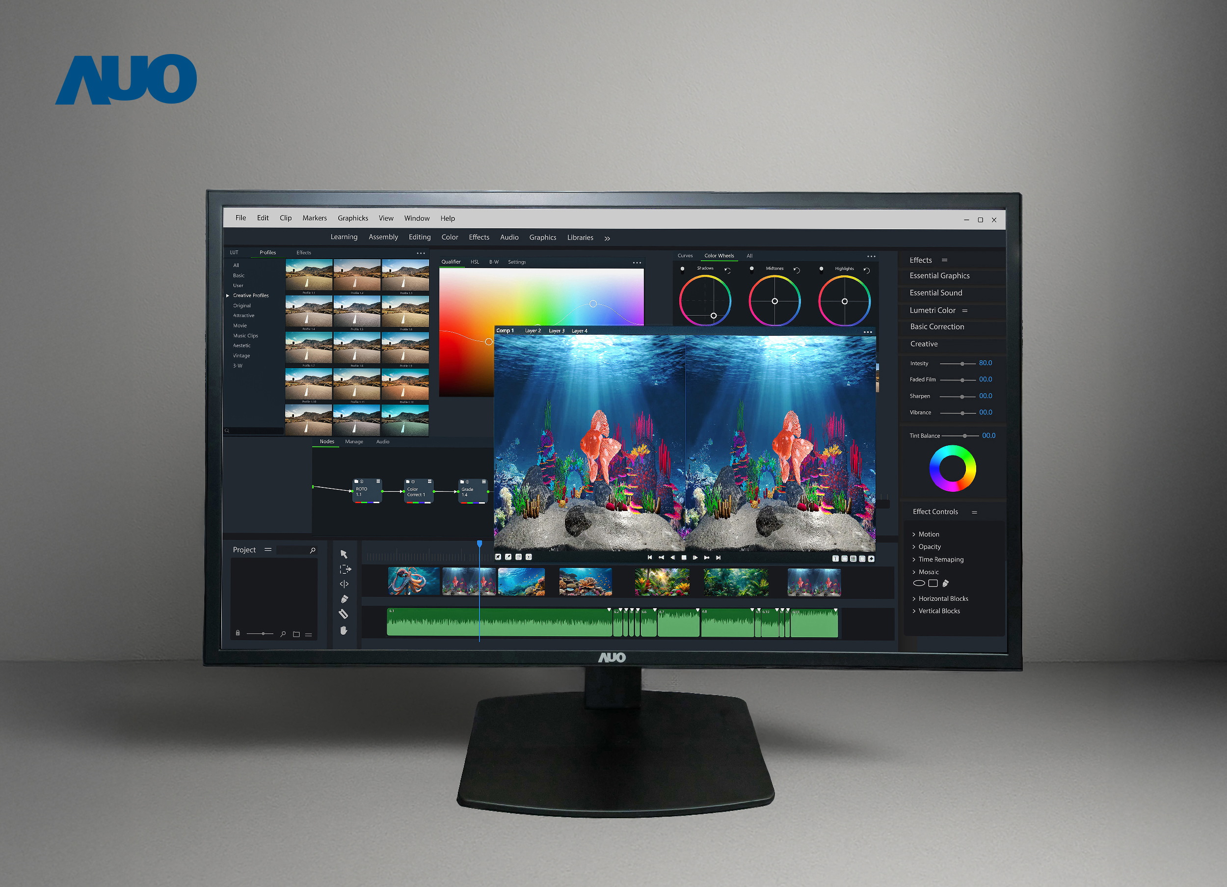 AUO has developed a 32-inch 2D/3D MNT, featuring an 8K4K ultra-high-resolution screen. A low-crosstalk algorithm optimizes the 3D display, while built-in automatic eye-tracking technology instantly adjusts the 3D image and seamlessly displays both 2D and 3D windows simultaneously. This also provides graphic designers with a new working environment and improved efficiency, breaking through the limitations of the two-dimensional interface.
